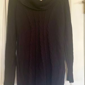 Pink Rose Black Sweater Dress with cowl neck, long sleeve, size XL
